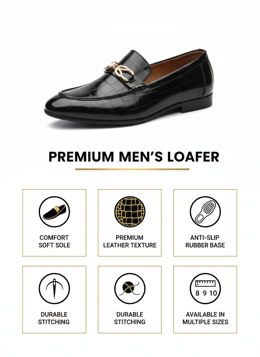 Men's Black Patent  Loafer shoes