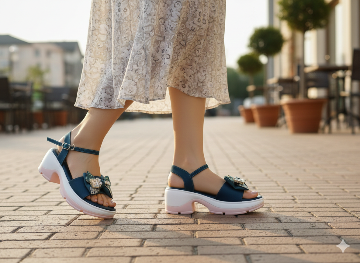 Women’s Elegant Crystal Bow Comfort Sandal