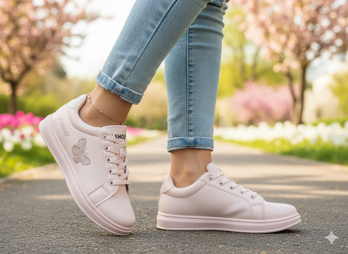 Women’s Pink Butterfly Sneakers