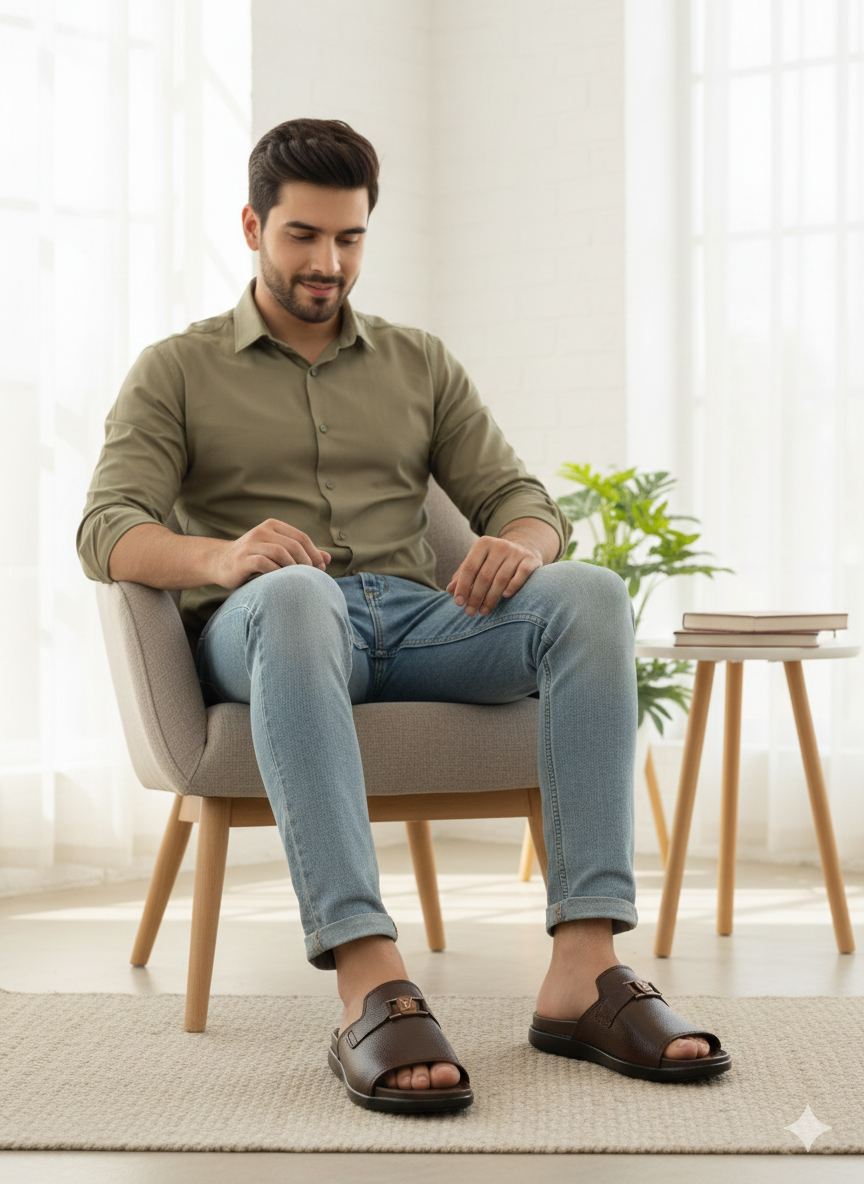Men’s Premium Pure Leather Slide Chappal