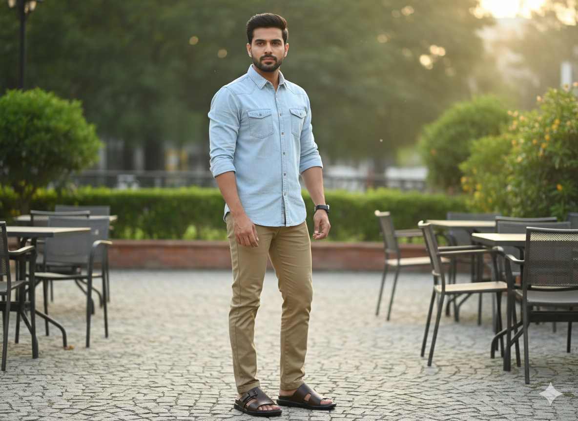 Brown Pure Leather Men Chappal – Comfortable, Durable & Stylish