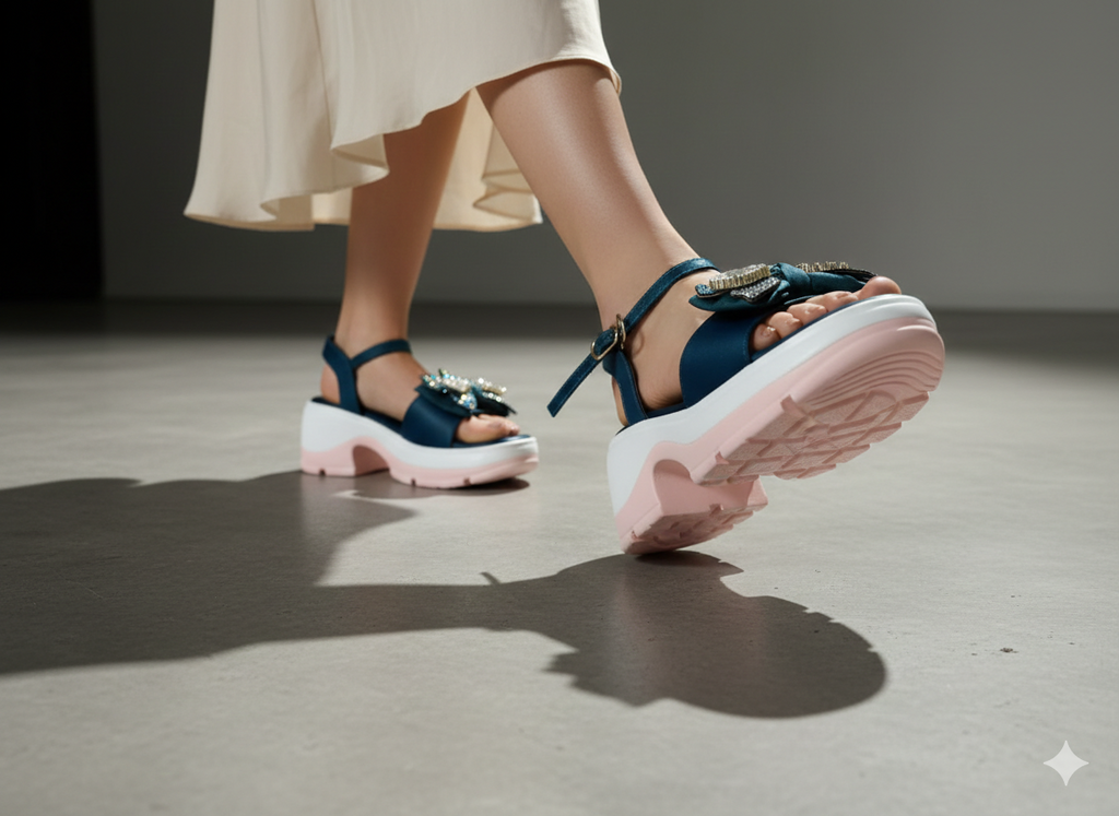 Women’s Elegant Crystal Bow Comfort Sandal